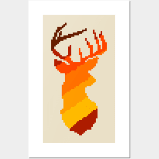 Pixel Art Deer Hunter Sunset for Deer Hunting Posters and Art